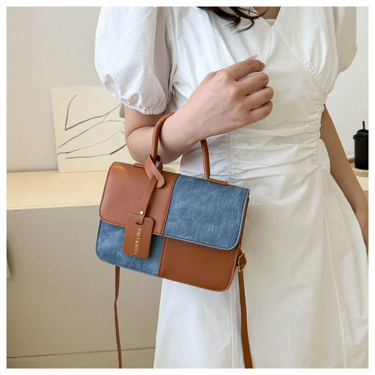 Niche design stitching contrast color small square bag female 2025 - Image 10