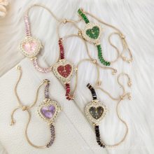 Women's Pull-out Bracelet Watch Heart-shaped Diamond cut style