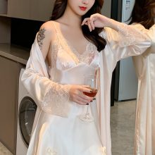 women's spring and summer thin two-piece and sexy lace nightdress