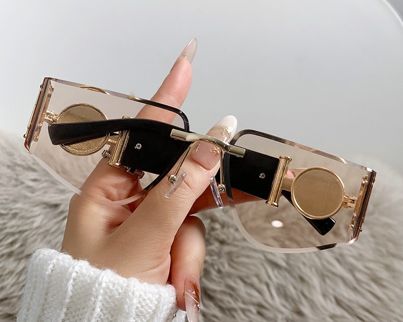New Frameless Fashion Curved Sunglasses - Image 11