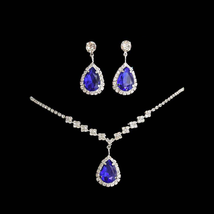 fashion earrings necklace two-piece set full diamond exquisite chain bride jewelry for women's - Image 4