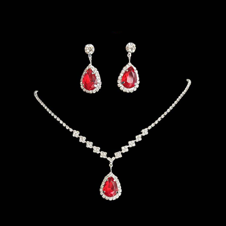 fashion earrings necklace two-piece set full diamond exquisite chain bride jewelry for women's - Image 5