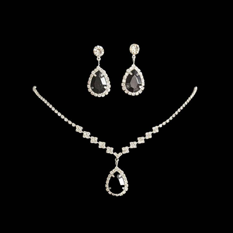 fashion earrings necklace two-piece set full diamond exquisite chain bride jewelry for women's - Image 6